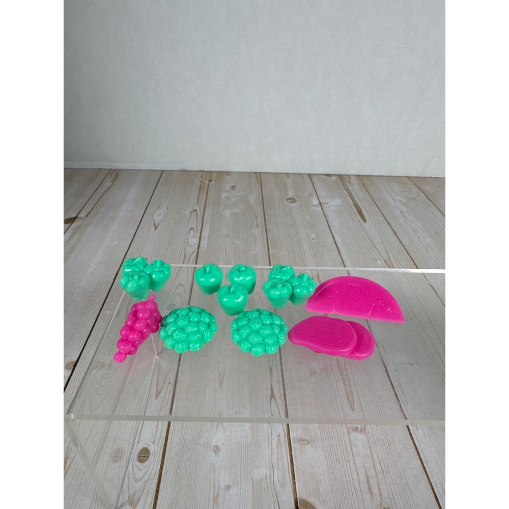 Vintage Neon Pink Teal Plastic Play Food Lot 80s 90s Retro Toy Fruit Vegetable
